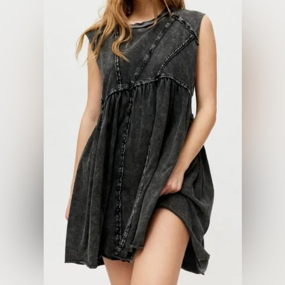 Urban Outfitters “Stevie” Babydoll T-Shirt Dress — Gray Acid Wash, Size M